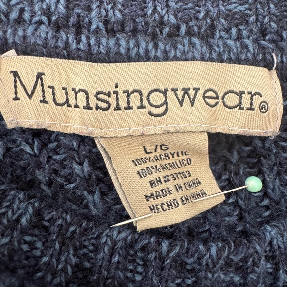 Vintage Navy Marled light blue Knit Sweater Classic‎ 90s Pullover large - Picture 2 of 7